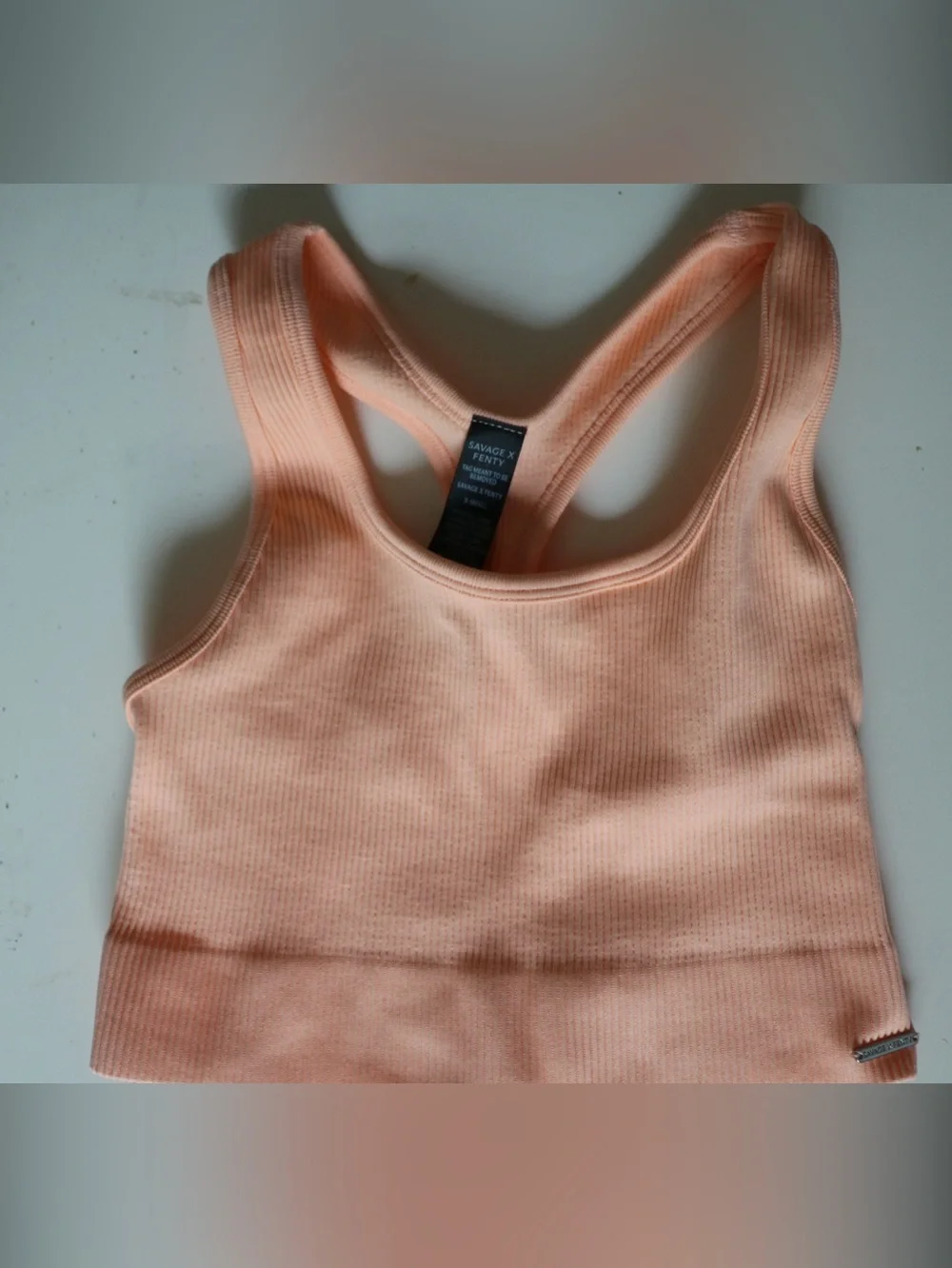 Savage X Fenty Peach Ribbed Crop Tank & High-Waist Shorts Set